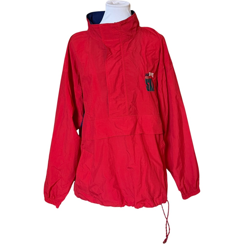 Gear For Sports Anorak Windbreaker Mens XL Red‎ Vintage Sharps Ski Quarter Zip